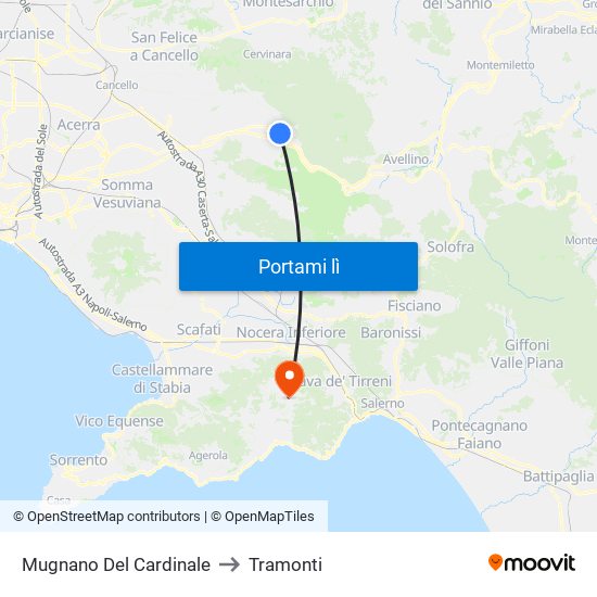 Mugnano Del Cardinale to Tramonti map