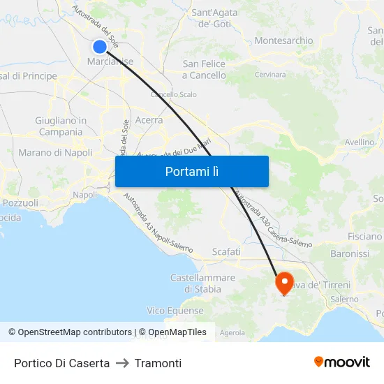 Portico Di Caserta to Tramonti map