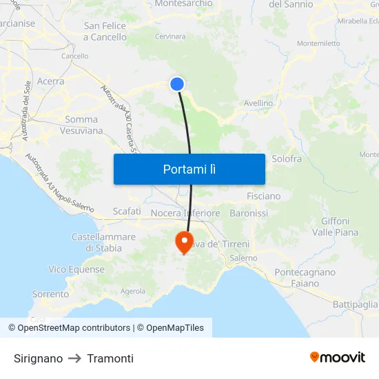 Sirignano to Tramonti map