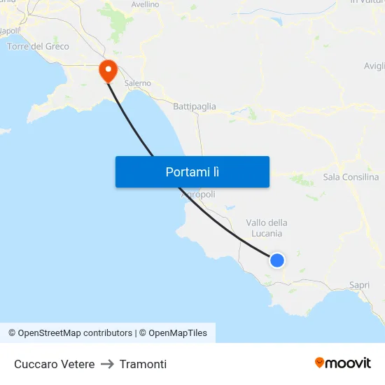 Cuccaro Vetere to Tramonti map