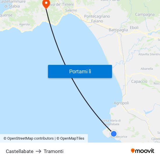 Castellabate to Tramonti map