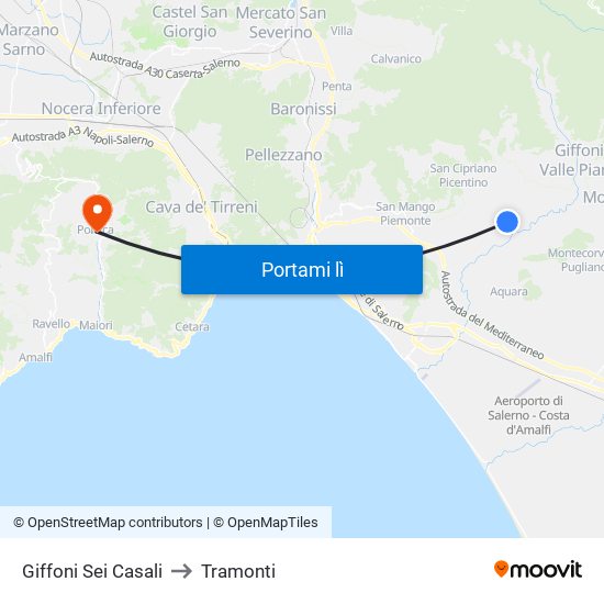 Giffoni Sei Casali to Tramonti map