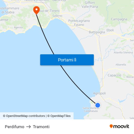 Perdifumo to Tramonti map