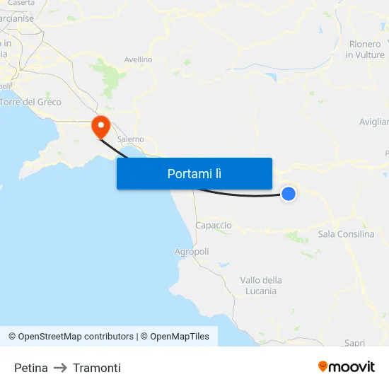 Petina to Tramonti map