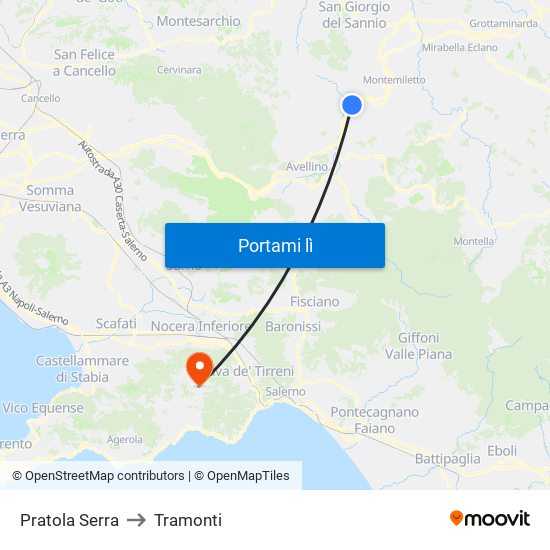 Pratola Serra to Tramonti map