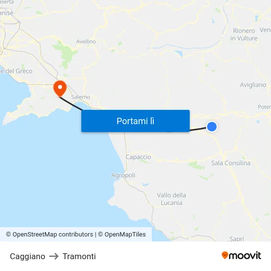 Caggiano to Tramonti map
