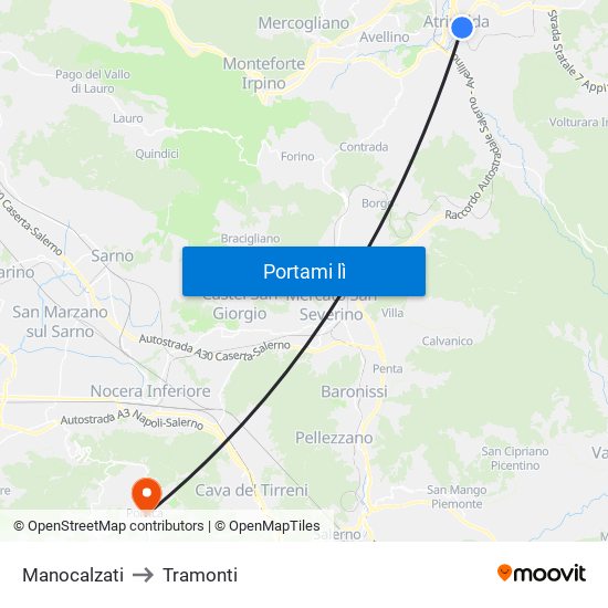 Manocalzati to Tramonti map