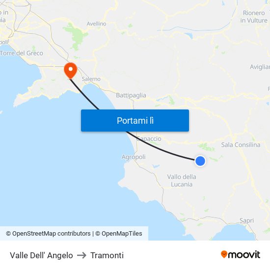 Valle Dell' Angelo to Tramonti map