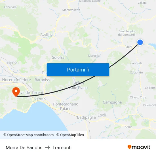 Morra De Sanctis to Tramonti map