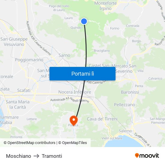 Moschiano to Tramonti map