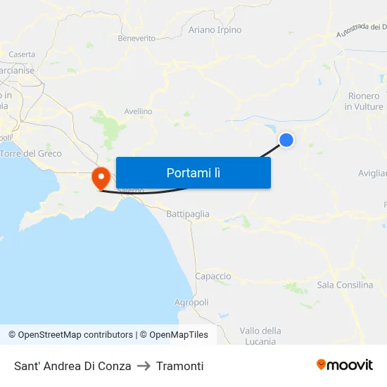 Sant' Andrea Di Conza to Tramonti map