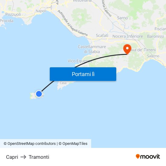 Capri to Tramonti map