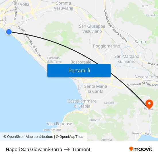 Napoli San Giovanni-Barra to Tramonti map
