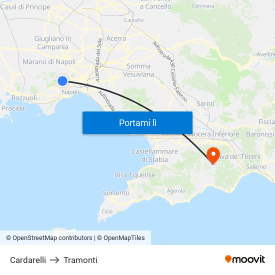 Cardarelli to Tramonti map