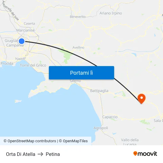 Orta Di Atella to Petina map