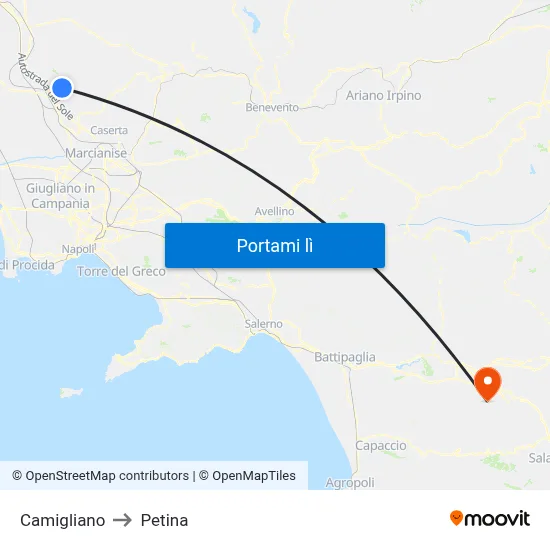 Camigliano to Petina map