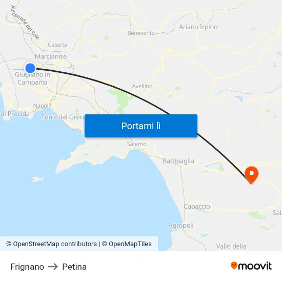 Frignano to Petina map