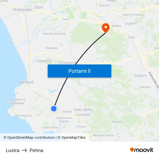 Lustra to Petina map