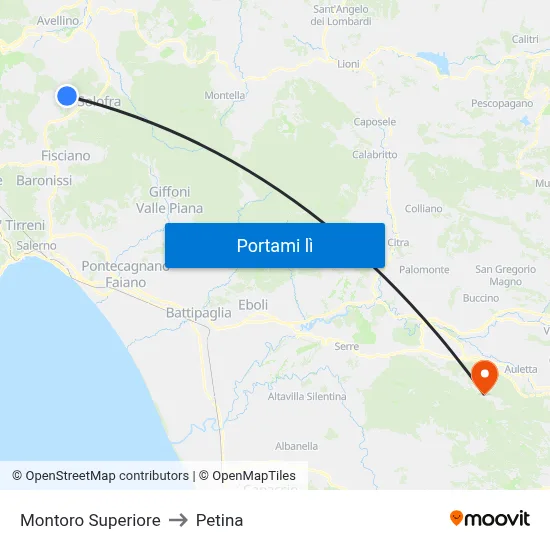 Montoro Superiore to Petina map