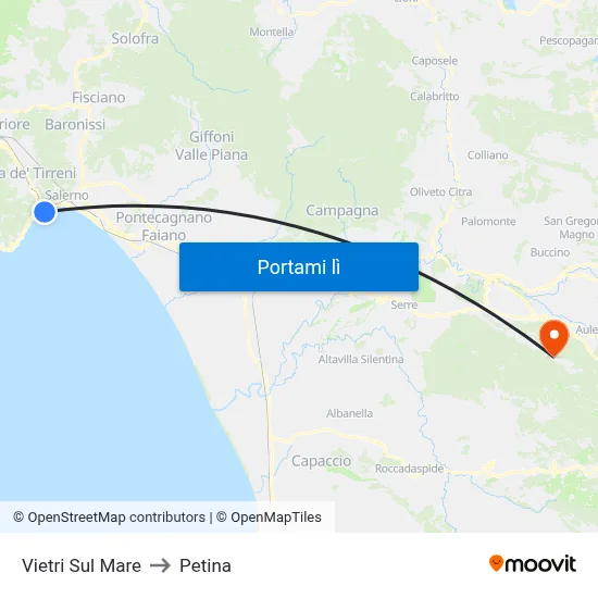Vietri Sul Mare to Petina map
