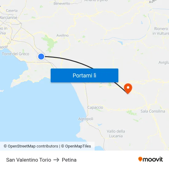 San Valentino Torio to Petina map