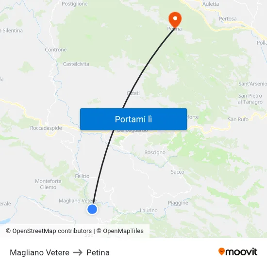 Magliano Vetere to Petina map