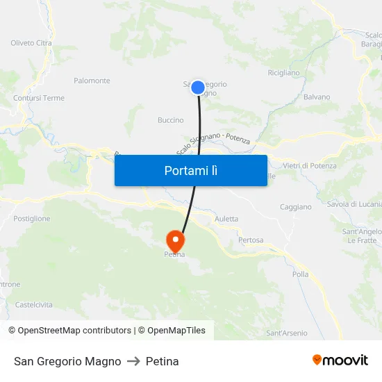 San Gregorio Magno to Petina map
