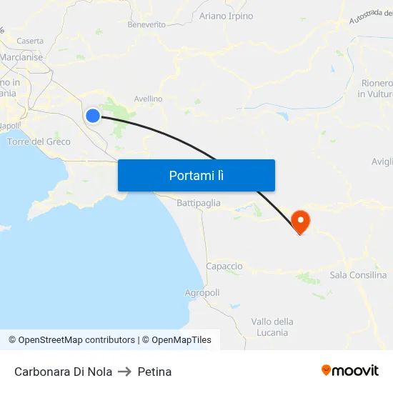 Carbonara Di Nola to Petina map