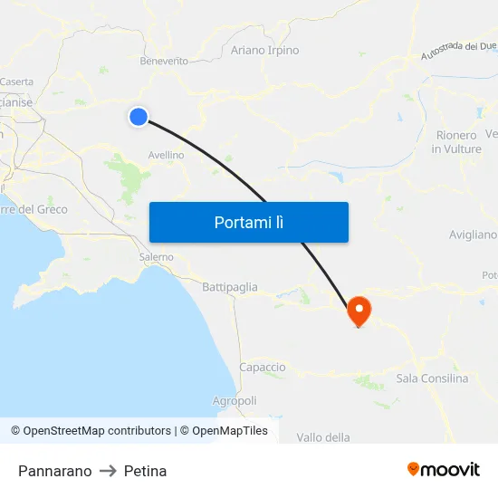 Pannarano to Petina map