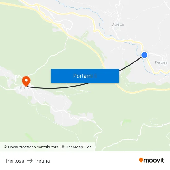Pertosa to Petina map