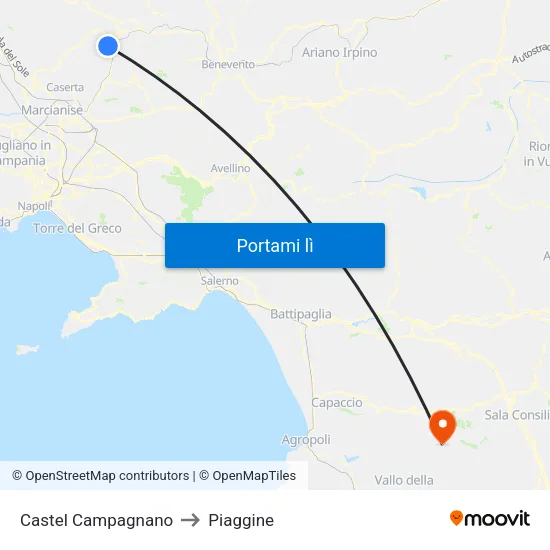 Castel Campagnano to Piaggine map