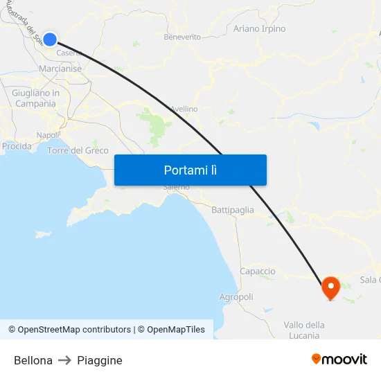 Bellona to Piaggine map