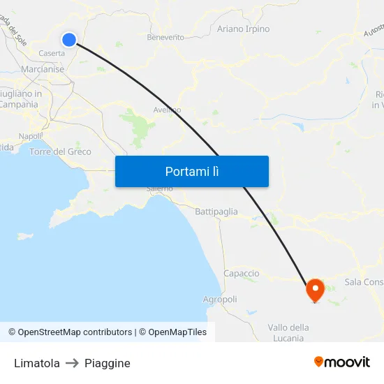Limatola to Piaggine map