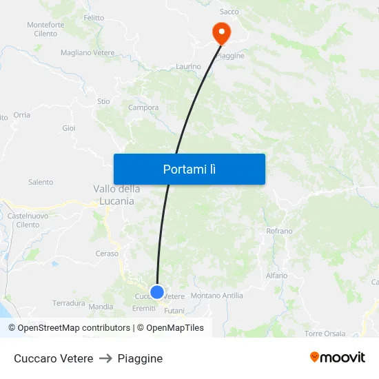 Cuccaro Vetere to Piaggine map