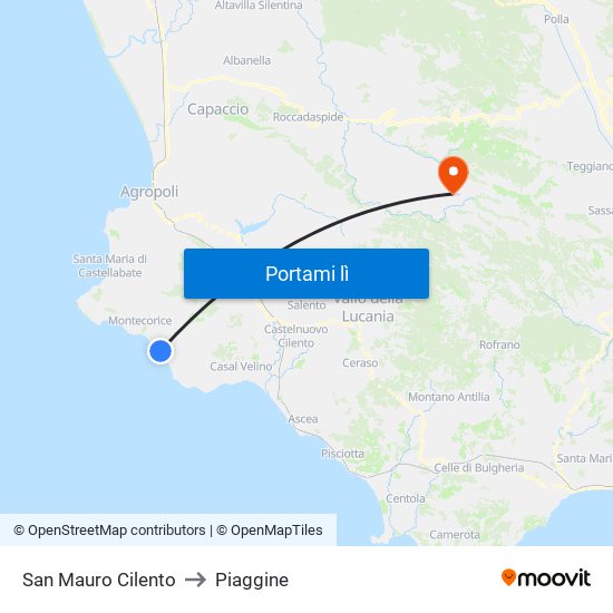 San Mauro Cilento to Piaggine map