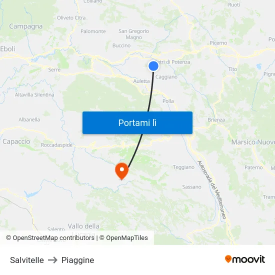 Salvitelle to Piaggine map