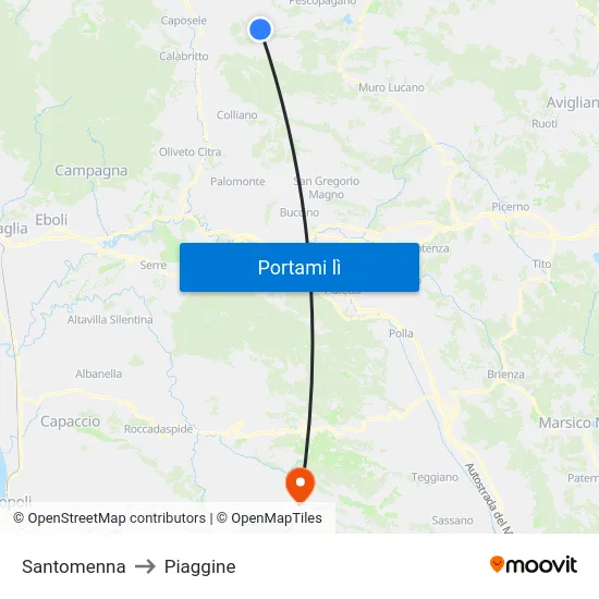 Santomenna to Piaggine map