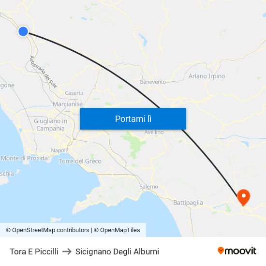 Tora E Piccilli to Sicignano Degli Alburni map
