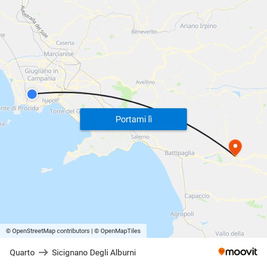 Quarto to Sicignano Degli Alburni map