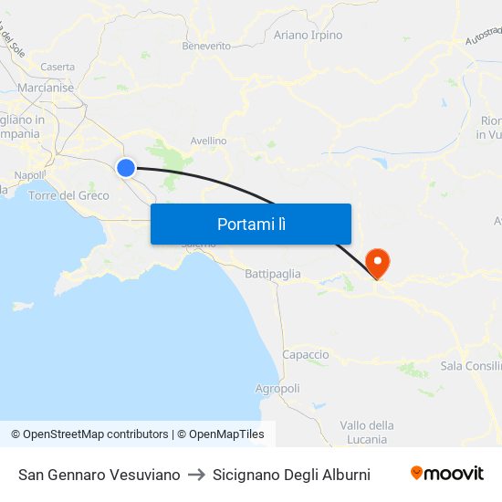 San Gennaro Vesuviano to Sicignano Degli Alburni map