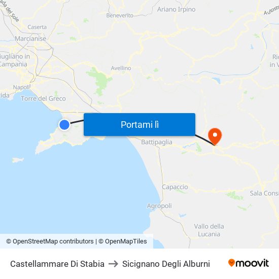 Castellammare Di Stabia to Sicignano Degli Alburni map