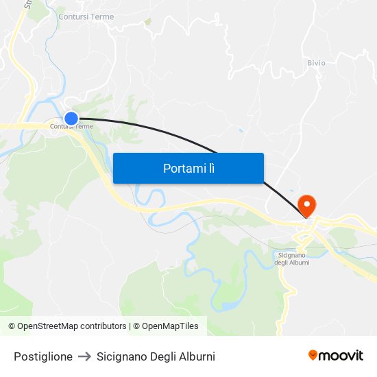 Postiglione to Sicignano Degli Alburni map