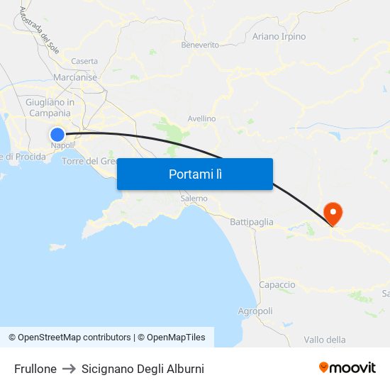 Frullone to Sicignano Degli Alburni map