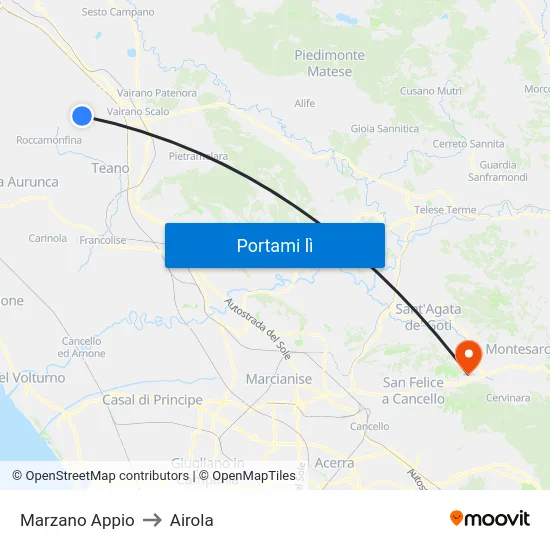 Marzano Appio to Airola map