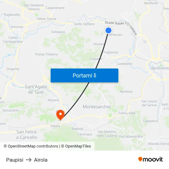 Paupisi to Airola map