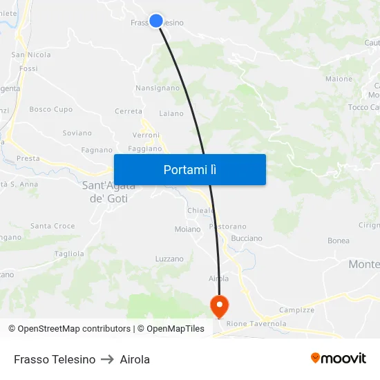 Frasso Telesino to Airola map
