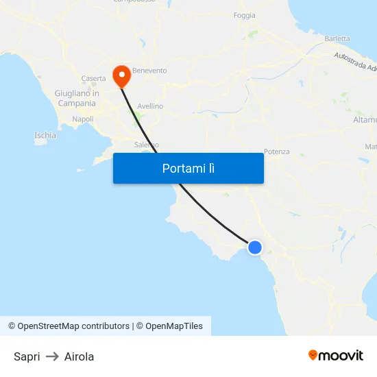 Sapri to Airola map