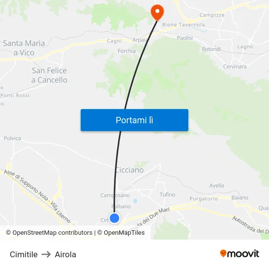Cimitile to Airola map