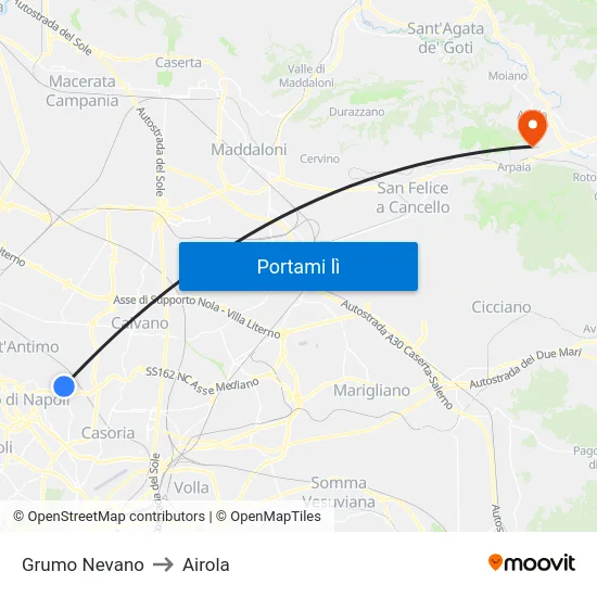 Grumo Nevano to Airola map