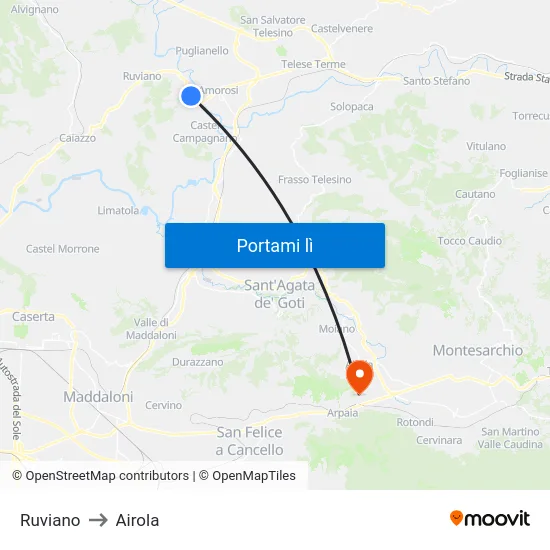 Ruviano to Airola map